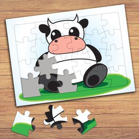 66504 Mutlu İnek Çocuklara Özel Puzzle Yapboz Tablo