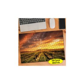 67 Gün Batımında Çiftçi Tarla Manzarası 240 Parça Puzzle Yapboz