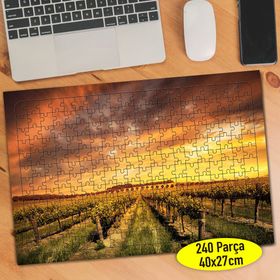67 Gün Batımında Çiftçi Tarla Manzarası 240 Parça Puzzle Yapboz