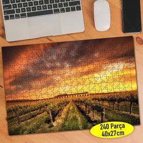 67 Gün Batımında Çiftçi Tarla Manzarası 240 Parça Puzzle Yapboz