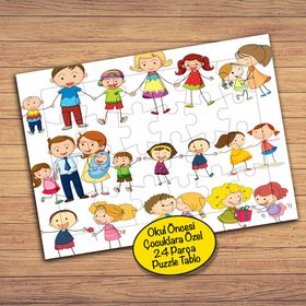 6708 Kalabalık Aile Kavramı 24 Parça Çocuklara Özel Yapboz Tablo