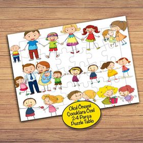 6708 Kalabalık Aile Kavramı 24 Parça Çocuklara Özel Yapboz Tablo