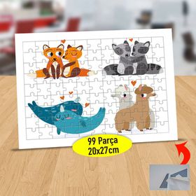 673 Romantik Tilki Çift Ve Arkadaşları 99 Parça Puzzle Yapboz Tablo