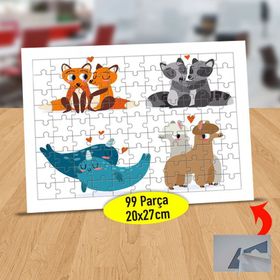 673 Romantik Tilki Çift Ve Arkadaşları 99 Parça Puzzle Yapboz Tablo