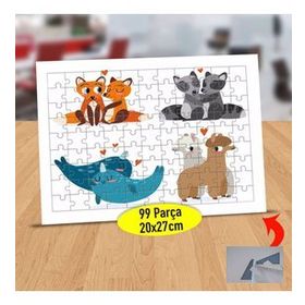 673 Romantik Tilki Çift Ve Arkadaşları 99 Parça Puzzle Yapboz Tablo