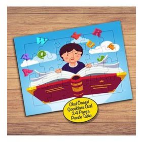 677 Hazine Kitap Bilgili Kız 24 Parça Çocuklara Özel Yapboz Tablo