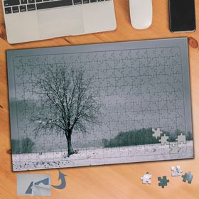 677 Karlı Kuru Ağaç Doğa Manzara 240 Parça Puzzle Yapboz Tablo
