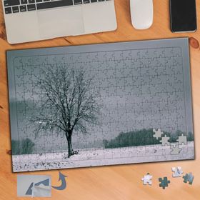 677 Karlı Kuru Ağaç Doğa Manzara 240 Parça Puzzle Yapboz Tablo