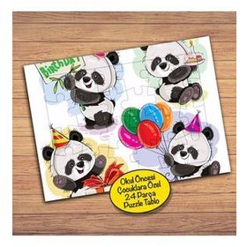 689 Happy Brithday Panda 24 Parça Çocuklara Özel Yapboz Tablo