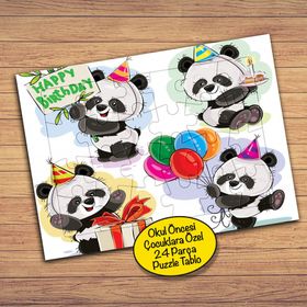 689 Panda Doğum Günü Partisinde 24 Parça Çocuklara Özel Yapboz Tablo