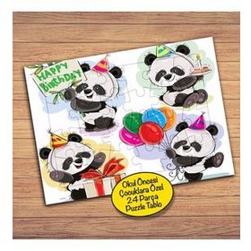 689 Panda Doğum Günü Partisinde 24 Parça Çocuklara Özel Yapboz Tablo