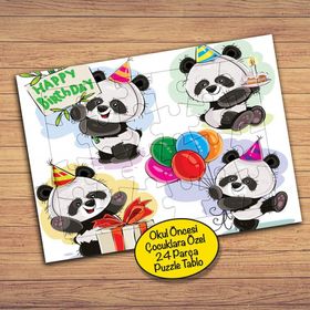 689 Panda Doğum Günü Partisinde 24 Parça Çocuklara Özel Yapboz Tablo