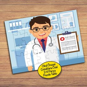 69 Sağlık Personeli Doktor 24 Parça Çocuklara Özel Yapboz Tablo
