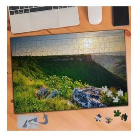 693 Yeşil Dağ Ardında Güneş 240 Parça Puzzle Yapboz Tablo