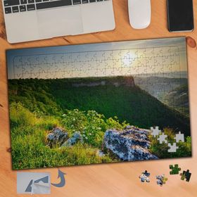 693 Yeşil Dağ Ardında Güneş 240 Parça Puzzle Yapboz Tablo