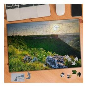 693 Yeşil Dağ Ardında Güneş 240 Parça Puzzle Yapboz Tablo
