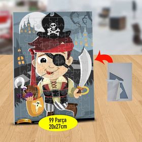 6D60 Halloween Kılıçlı Korsan Çocuk 99 Parça Puzzle Yapboz Tablo