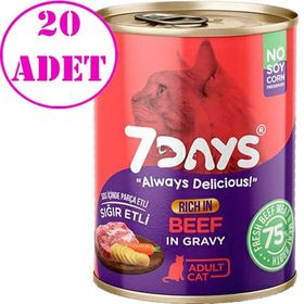 7 Days Taze Sığır Etli 20x415 gr Yetişkin Kedi Konservesi