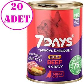 7 Days Taze Sığır Etli 20x415 gr Yetişkin Kedi Konservesi