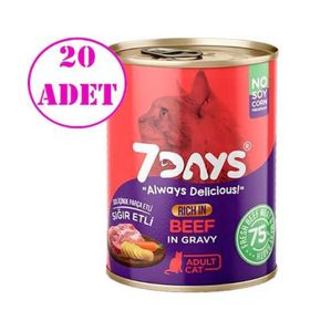 7 Days Taze Sığır Etli 20x415 gr Yetişkin Kedi Konservesi