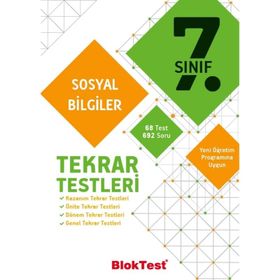 7. Sınıf Bloktest Sosyal Bilgiler Tekrar Testleri Tudem Yayınları