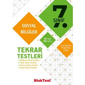 7. Sınıf Bloktest Sosyal Bilgiler Tekrar Testleri Tudem Yayınları