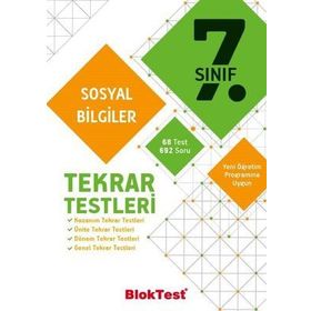 7. Sınıf Bloktest Sosyal Bilgiler Tekrar Testleri Tudem Yayınları
