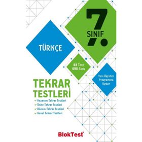 7. Sınıf Bloktest Türkçe Tekrar Testleri Tudem Yayınları
