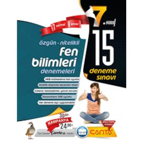 7. Sınıf Fen Bilimleri 15 Deneme Sınavı Komisyon Çanta Yayınları