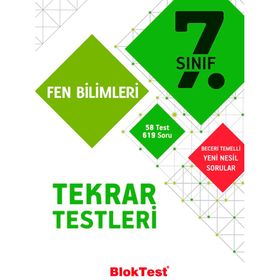 7. Sınıf Fen Bilimleri Tekrar Testleri Bloktest Tudem Yayınları