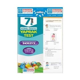 7.Sınıf İngilizce Konu Özetli Yaprak Test Evrensel İletişim Yayınları