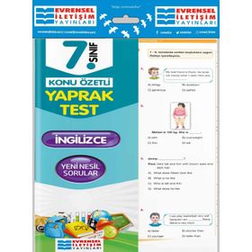 7.Sınıf İngilizce Konu Özetli Yaprak Test Evrensel İletişim Yayınları