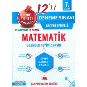 7. Sınıf Matematik Nar Tanesi 12 li Deneme Sınavı-Nartest Yayınları