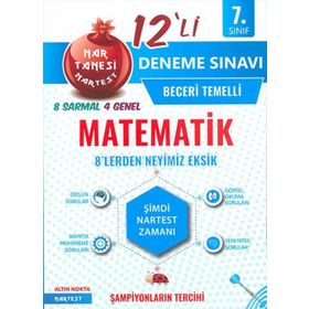 7. Sınıf Matematik Nar Tanesi 12 li Deneme Sınavı-Nartest Yayınları