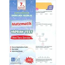 7. Sınıf Matematik Yaprak Test Yeni Bulut Eğitim ve Kültür Yayınları