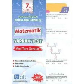7. Sınıf Matematik Yaprak Test Yeni Bulut Eğitim ve Kültür Yayınları