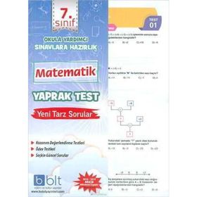 7. Sınıf Matematik Yaprak Test Yeni Bulut Eğitim ve Kültür Yayınları