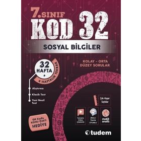 7. Sınıf Sosyal Bilgiler Kod 32 Tekrar Testleri Tudem Yayınları