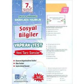 7. Sınıf Sosyal Bilgiler Yaprak Test Komisyon Bulut Eğitim ve Kültür Yayınları