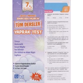 7. Sınıf Tüm Dersler Çek Kopart Yaprak Test-Bulut Eğitim Kültür Yayınları