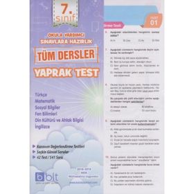 7. Sınıf Tüm Dersler Çek Kopart Yaprak Test-Bulut Eğitim Kültür Yayınları