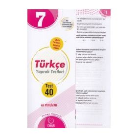 7. Sınıf Türkçe 40 Yaprak Test Palme Yayınları