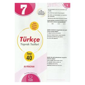 7. Sınıf Türkçe 40 Yaprak Test Palme Yayınları