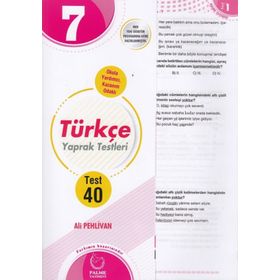 7. Sınıf Türkçe 40 Yaprak Test Palme Yayınları