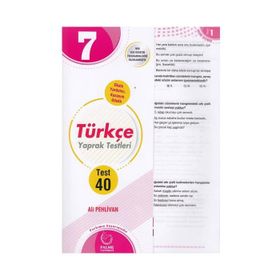 7. Sınıf Türkçe 40 Yaprak Test Palme Yayınları