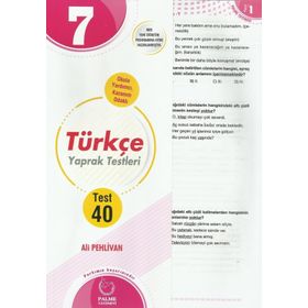 7. Sınıf Türkçe 40 Yaprak Test Palme Yayınları