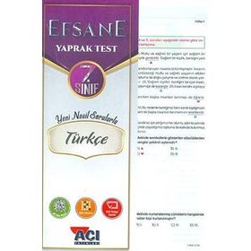 7. Sınıf Türkçe Efsane Çek Kopart Yaprak Test - Açı Yayınları