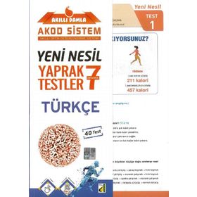 7. Sınıf Yeni Nesil Akıllı Damla Türkçe Yaprak Testler-Damla Yayınları