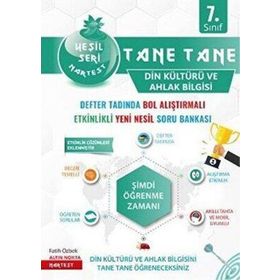 7. Sınıf Yeşil Tane Tane Din Kültürü ve Ahlak Bilgisi Soru Bankası Nartest Yayınevi