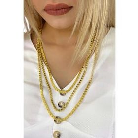 70 cm Altın İşçilik Arpa Zincir Modeli 925 Gümüş Kolye